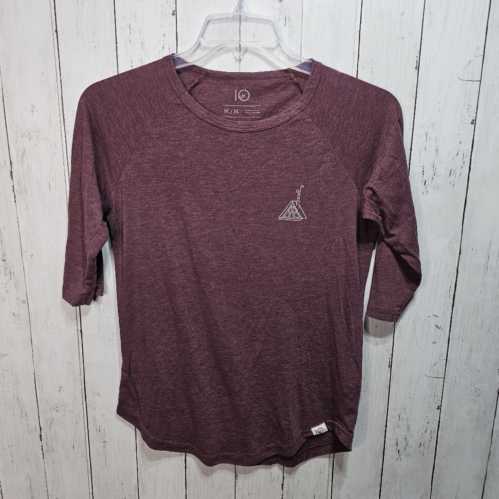 Tentree 10 Tree Women's ¾ Sleeve Maroon Cabin Life Graphic T-Shirt Size Medium.